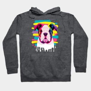 Cute American Bulldog 90s Vintage Retro Artwork Hoodie